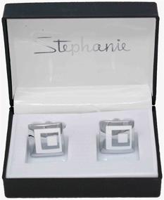 img 1 attached to Exude Class with Stephanie Imports Platinum Plated Squares Cufflinks