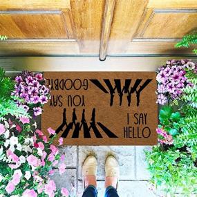 img 2 attached to 🚪 Hello Goodbye Funny Front Door Mat - Rubber Backing, Non-Slip, Low-Profile Rug for Indoor/Outdoor Use - 23.6"(W) X 15.7"(L)