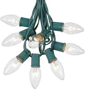 img 4 attached to Enhance Your Holiday Decor with C9 Clear Christmas String Lights - 25 Foot Green Wire Patio and Roofline Outdoor Light Set