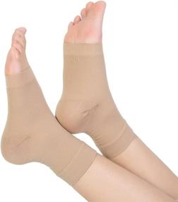 img 4 attached to 🧦 TOFLY Plantar Fasciitis Compression Socks for Women Men: 20-30mmHg Arch & Ankle Support, Foot Care Sleeves for Recovery, Pain Relief, 1 Pair Beige XL