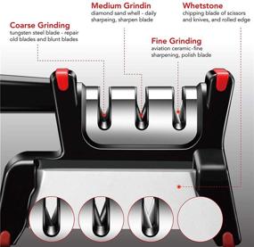 img 3 attached to Универсальный ножеточильщик с 3+1 ступенями: Восстановление, ремонт и полировка лезвий с помощью точильного камня - неотъемлемый аксессуар для кухонных ножей.