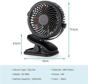 img 3 attached to 🔵 Funwell Royal Blue Clip on Fan: Portable USB Fan for Table, Desk, Travel & More - Battery Operated, Rechargeable, 2600 mAh Power