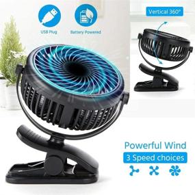 img 2 attached to 🔵 Funwell Royal Blue Clip on Fan: Portable USB Fan for Table, Desk, Travel & More - Battery Operated, Rechargeable, 2600 mAh Power