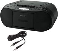 📻 sony cd/mp3 cassette boombox with am/fm radio, recorder, headphone & auxiliary jack, black - includes 6 ft aux cable logo