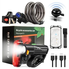 img 4 attached to 🚲 Complete 5-Piece Bike Accessories Set for Adult Bikes: USB Rechargeable Lights, Bicyclist Lock, Mobile Phone Holder, Bell & More!