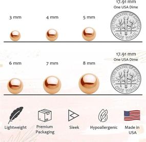 img 1 attached to Women's 14k Gold Stud Earrings - Authentic Gold Ball Earrings, Hypoallergenic & Safe for All Skin - Ideal for Girls - Includes Gift Box & Polishing Cloth