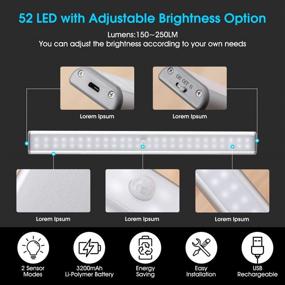 img 2 attached to 🔦 Pack of 3 Rechargeable LED Closet Lights - Battery Operated and Motion Activated. Perfect for Closets, Cabinets, Wardrobes, Cupboards, Hallways, Pantries, Sheds, or Portable Use.