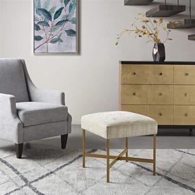 img 3 attached to 🪑 Martha Stewart Markus Accent Ottoman – Metal Frame, Soft Fabric, Small Stool Chair with Modern Foam Padded Top – Cream Living Room Furniture