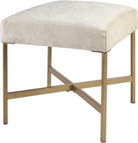 img 4 attached to 🪑 Martha Stewart Markus Accent Ottoman – Metal Frame, Soft Fabric, Small Stool Chair with Modern Foam Padded Top – Cream Living Room Furniture