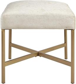 img 2 attached to 🪑 Martha Stewart Markus Accent Ottoman – Metal Frame, Soft Fabric, Small Stool Chair with Modern Foam Padded Top – Cream Living Room Furniture