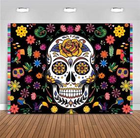 img 3 attached to 🎉 Day of The Dead Themed Photo Backdrop for Birthday Party Decoration, Mexican Fiesta, Dia DE Los Muertos Baby Shower - Vinyl Sugar Skull Dalia Dress-up Photo Booth Studio Props Background Supplies - 5x3ft