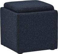 🪑 modern tweed lift-top storage ottoman pouf by rivet ross on amazon - denim, 17.7"w logo