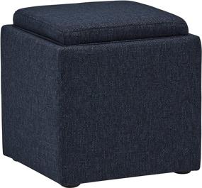 img 4 attached to 🪑 Modern Tweed Lift-Top Storage Ottoman Pouf by Rivet Ross on Amazon - Denim, 17.7"W