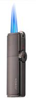 refillable butane triple jet torch lighter with punch - black nickel finish for cigar lighting logo