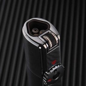 img 1 attached to Refillable Butane Triple Jet Torch Lighter with Punch - Black Nickel Finish for Cigar Lighting