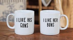 img 3 attached to 🍑 Adorable Couples Mug Set - His Guns and Her Buns - Funny Matching Coffee Mugs - 11OZ - Great Gift for Boyfriend, Girlfriend, Husband, Wife - By AW Fashions