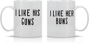 img 4 attached to 🍑 Adorable Couples Mug Set - His Guns and Her Buns - Funny Matching Coffee Mugs - 11OZ - Great Gift for Boyfriend, Girlfriend, Husband, Wife - By AW Fashions