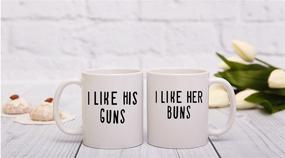 img 1 attached to 🍑 Adorable Couples Mug Set - His Guns and Her Buns - Funny Matching Coffee Mugs - 11OZ - Great Gift for Boyfriend, Girlfriend, Husband, Wife - By AW Fashions