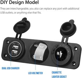 img 2 attached to 🔌 Linkstyle 3-in-1 Charger Socket Panel: 12V Dual USB Car Socket + Power Outlet with LED Digital Voltmeter + Cigarette Lighter Socket Splitter Adapter for Truck, Car, Marine Boat, RV