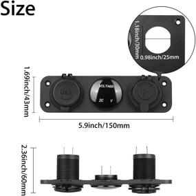 img 1 attached to 🔌 Linkstyle 3-in-1 Charger Socket Panel: 12V Dual USB Car Socket + Power Outlet with LED Digital Voltmeter + Cigarette Lighter Socket Splitter Adapter for Truck, Car, Marine Boat, RV