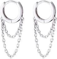 💎 tassel chain huggie hoop earrings - stylish & trendy double chain dangle earrings for women, teen girls, and cartilage piercings logo