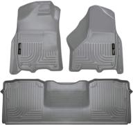 🚙 husky liners 2010-2018 dodge ram 2500/3500 mega cab weatherbeater floor mats - front & 2nd seat, grey (99042) logo