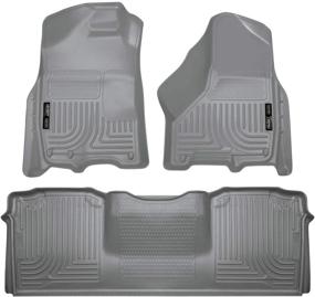 img 4 attached to 🚙 Husky Liners 2010-2018 Dodge Ram 2500/3500 Mega Cab Полирующие коврики Weatherbeater - Передний и 2-й ряд сидений, Серый (99042)