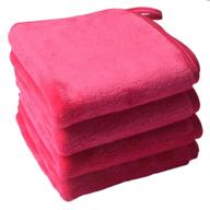 🧖 sinland microfiber makeup remover cloth | face cloth | facial cleaning towel | fast drying washcloth 400gsm | 9.8 inch x 9.8 inch | pack of 4 | dark pink logo