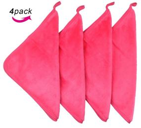 img 1 attached to 🧖 Sinland Microfiber Makeup Remover Cloth | Face Cloth | Facial Cleaning Towel | Fast Drying Washcloth 400gsm | 9.8 Inch x 9.8 Inch | Pack of 4 | Dark Pink
