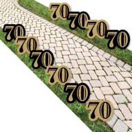 🎉 adult 70th birthday gold outdoor lawn decorations - big dot of happiness - party yard decor - pack of 10 logo