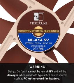 img 3 attached to 🌬️ Noctua 5V NF-A14 Премиум Тихий Вентилятор с USB адаптером питания, кабелем, версия с 3 контактами (140 мм, бежевый)