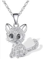 🐱 cute cat kitty pendant necklace with crystal link chain – perfect gift for girls and women - fashion jewelry necklace logo