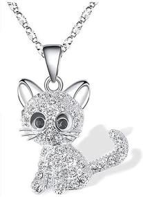 img 3 attached to 🐱 Cute Cat Kitty Pendant Necklace with Crystal Link Chain – Perfect Gift for Girls and Women - Fashion Jewelry Necklace