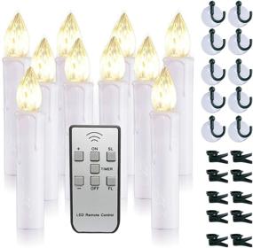 img 4 attached to 🕯️ Raycare Battery Operated Taper Candle Lights: 10PCS with Remote, 8H Timer & Flickering Light - Ideal for Christmas Décor with Clips/Suction Cups