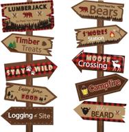 🌲 20 lumberjack party welcome signs: directional door cutouts for camping winter birthday party favors, decoration supplies logo