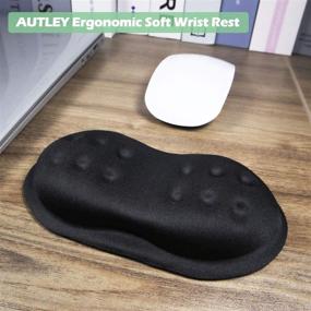img 3 attached to 🖱️ AUTLEY 2 Pack Ergonomic Mouse Wrist Rests - Soft Memory Foam Wrist Pads for Office Worker, Home Office, PC Gaming - Anti-Slip PU Base - Carpal Tunnel Syndrome Relief - Black