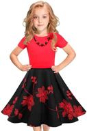 👗 tao-ge girls vintage polka dot swing retro rockabilly dress with necklace - size 6-12 - perfect for girls' party logo