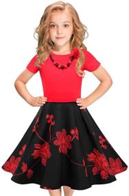 img 4 attached to 👗 Tao-Ge Girls Vintage Polka Dot Swing Retro Rockabilly Dress with Necklace - Size 6-12 - Perfect for Girls' Party