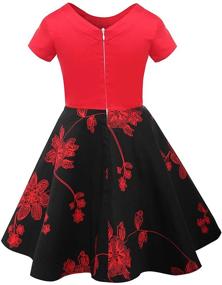 img 2 attached to 👗 Tao-Ge Girls Vintage Polka Dot Swing Retro Rockabilly Dress with Necklace - Size 6-12 - Perfect for Girls' Party