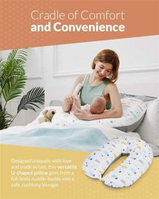 img 1 attached to 👶 Unilove Hopo Pregnancy Pillow: 7-in-1 Full Body Maternity & Baby Pillow, Soft Breathable Material, Ideal for Resting, Breastfeeding, and Sitting, in Bamboo Gray