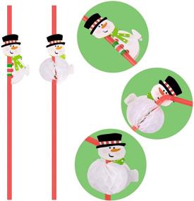 img 1 attached to 🎅 Hysagtek 50 Pcs Christmas Drinking Straws, Snowman Bendable Disposable Cocktail Straws for Party Decoration Supplies, Red - Perfect for Christmas, New Year, Birthday & Wedding Tableware