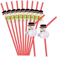 🎅 hysagtek 50 pcs christmas drinking straws, snowman bendable disposable cocktail straws for party decoration supplies, red - perfect for christmas, new year, birthday & wedding tableware logo