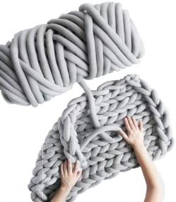 img 2 attached to 🧶 5 lbs Handmade DIY Arm Knitting Chunky Braid Cotton Blanket Yarn for Throw Blanket, Pet Bed, Washable Chunky Yarn (Light Grey)