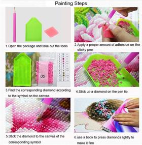 img 2 attached to 🌸 Kavard DIY Diamond Art Kits for Adults: 5D Full Round Drill Painting Kit with Rhinestones - Flower Pot On The Stool - Home Decor Craft