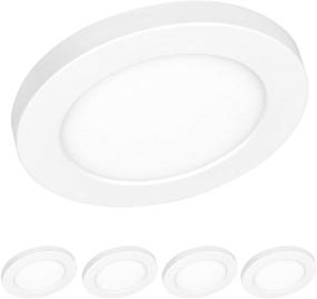 img 4 attached to OSTWIN (4 Pack) 5 Inch Dimmable LED Flush Mount Ceiling Light, 6 Watts (40W Equivalent), Surface Mount Round Panel, 404 Lumens, 4000K Bright White