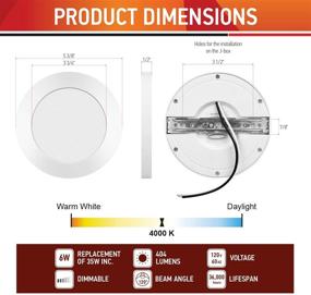 img 2 attached to OSTWIN (4 Pack) 5 Inch Dimmable LED Flush Mount Ceiling Light, 6 Watts (40W Equivalent), Surface Mount Round Panel, 404 Lumens, 4000K Bright White