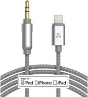 apple mfi certified iphone aux lightning cord - 3.5 мм мужской аудиокабель для автомобильного разъема, наушников и колонок (серый) логотип