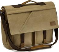 🎒 water resistant canvas laptop satchel bag for men, kasqo 15.6" - ideal for school, college, and work logo