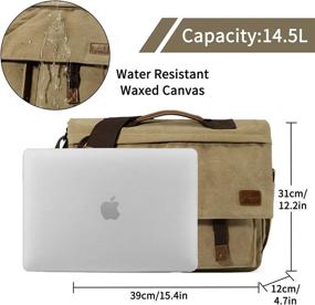 img 2 attached to 🎒 Water Resistant Canvas Laptop Satchel Bag for Men, Kasqo 15.6" - Ideal for School, College, and Work