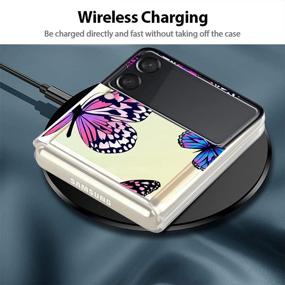 img 2 attached to 🦋 LSL Samsung Galaxy Z Flip 3 5G Case - Butterflies Clear Cute Design Pattern, Hard PC Shockproof Protection, Full Body Coverage, Wireless Charging Compatible, Slim Phone Cover for Galaxy Z Flip 3 5G